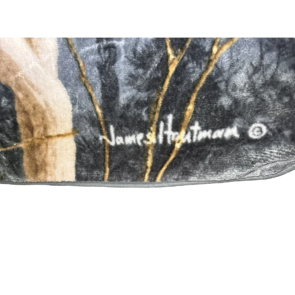 James Hautman 50x60 Howl At The Moon Fleece Wolf Throw Blanket Cabin Nature